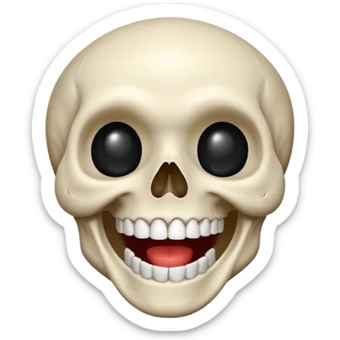 A cartoony skull emoji laughing sticker