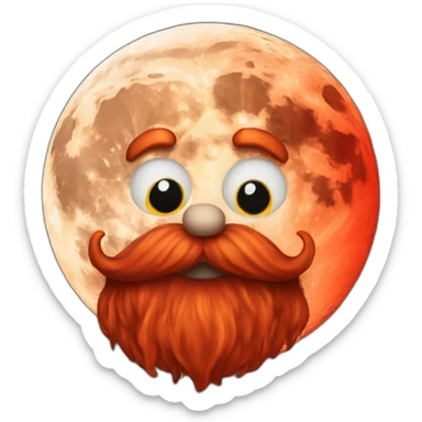 Moon with a long red beard sticker