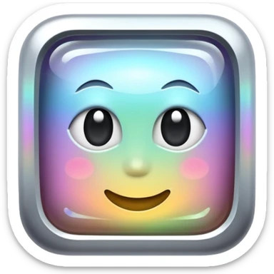 Sparkly glossy silver monochrome iridescent glass square sticker