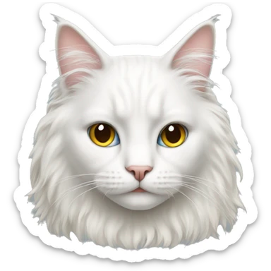 Long hair white cat  sticker