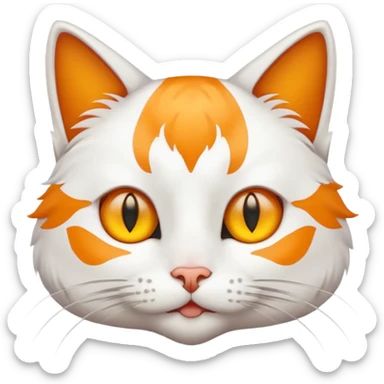 a cat that is a mixture of white and orange, with yellow eyes sticker