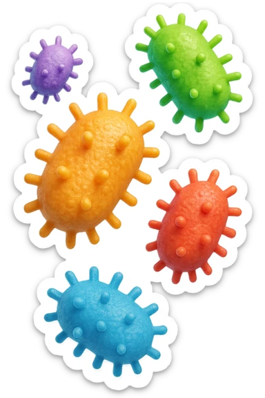 EMOJI STILE IPHONE 3D DI batteri intestinali che fluttuano in aria E FALLO MOLTO REALISTICO IN 3D sticker