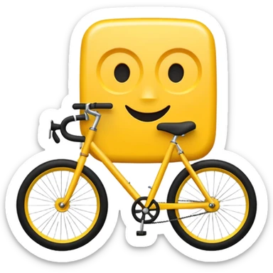 Create a Telugu Desam Party (TDP) flag emoji: bright solid yellow background, simple black bicycle icon in the center. Flat emoji style, bold colors, clean edges, no text, no gradients, no shadows. Square 1:1 ratio, transparent background, minimal and clear like a system emoji. sticker