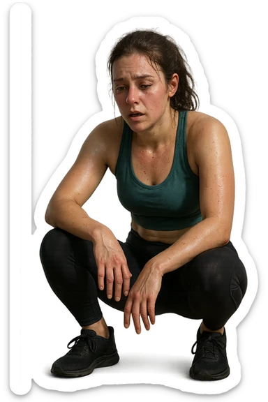 donna molto stanca dopo il workout immagine realistica in 3d sticker