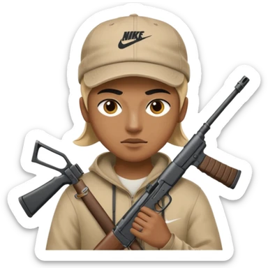 Emoji con arma y gorra Nike pero bandido sticker