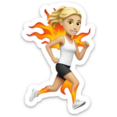 White girl runner with flames off her feet sticker