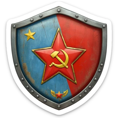 generate a realistic shield with the USSR flag sticker