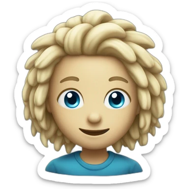A cute Alien with blue eyes and blonde dreadlocks smiling sticker