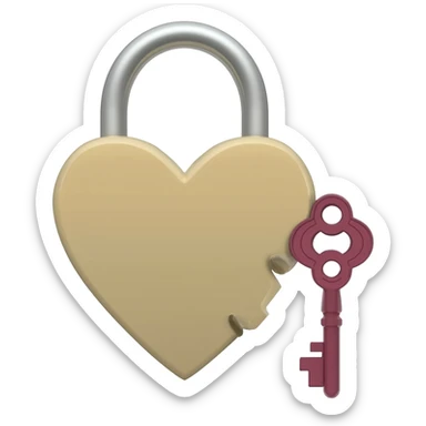 beige heart-shaped lock with key burgundy sticker