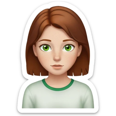 girl with brown hair green eyes and freckles sticker