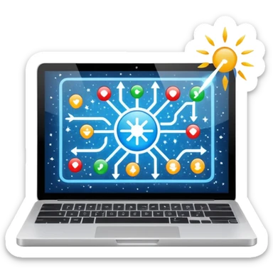 laptop screen showing a plan diagram with sparkles sticker
