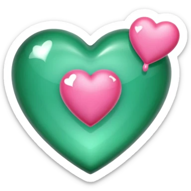 emerald heart with one mini pink heart inside of it  sticker