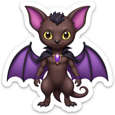 Black batty vampiric scary spooky dark dusky gloomy cute handsome beautiful pretty Liepard-Noibat-Delcatty-Pokémon-fusion sticker