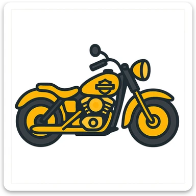 Harley-Davidson classic motorcycle, Emoji style, yellow sticker