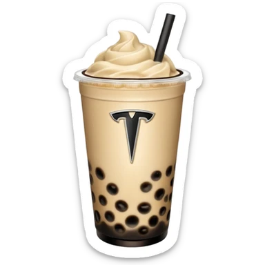 Boba tea in tesla, and with the tesla logo make it the car and the boba tea how it was cream boba tea just a little smaller to go on pinterest sticker