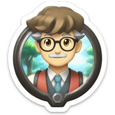 pokemon professor oak anime global trade station badge pokeball sticker