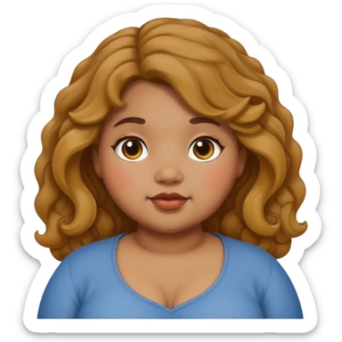 chubby girl with dusky skin tone and wavy hairs sticker