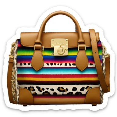 Realistic Michael kors serape with leopard print pattern satchel purse. sticker