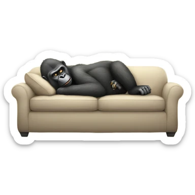 Cozy gorilla napping on a big couch sticker