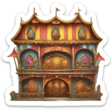 medieval funhouse decorated in a carnival way sticker