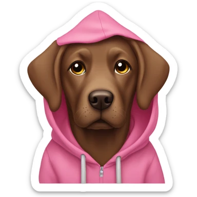 Brown Labrador with a pink hoodie sticker