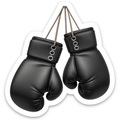 two black boxing gloves hanging sticker