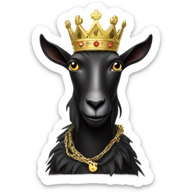 Black Goat with a crown, with a 100 emblem chain, holding money  sticker