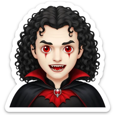 curly hair a picture of me as a vampirlong curly hair  e sticker