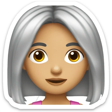 niña cabello lacio con ojos y pestañas grandes con moño sticker