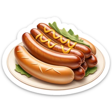 Cinematic Realistic Bratwurst Dish Emoji, showcasing a succulent, grilled sausage with a crispy exterior rendered with lifelike detail and warm, dynamic lighting. sticker