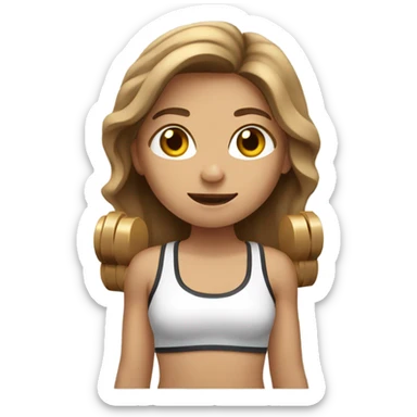 Light brown hair girl with dumbbells  sticker