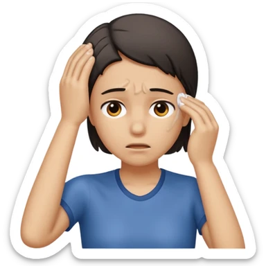 Wiping sweat off forehead sticker