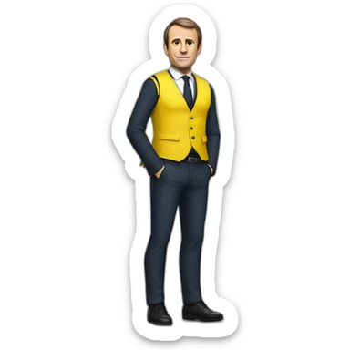 Emanuel Macron avec un gilet jaune. sticker
