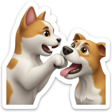 A dog and a cat fighting sticker