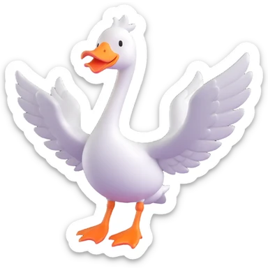 goose with wings fully extended in t pose sticker