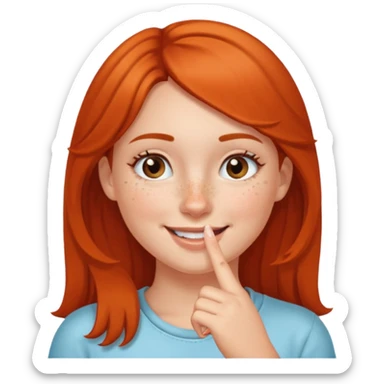 put a finger on the nose but In a cute way, bye a girl sticker