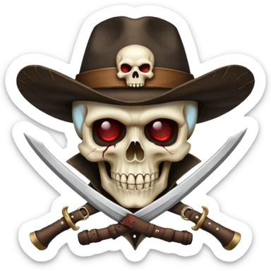 A skull and crossbones wearing a vampire hunter hat. sticker