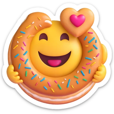 3D smiley emoji, round shape, in love: heart donut, smiling face, no body sticker