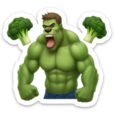 muscular bear man eating a broccoli sticker