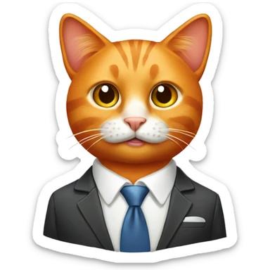 Orange cat in business suit sticker