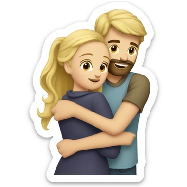 A blonde girl hugs a bearded man sticker