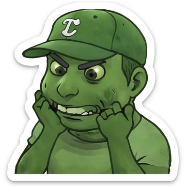 man choking himself with hands neck sticker