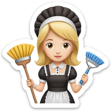 Maid with duster sticker