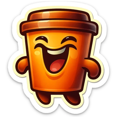 Tall coffee cup, laughing dramatically at self sticker