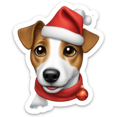 jack russell wearing christmas sticker