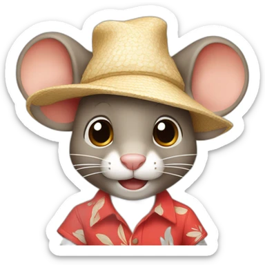Jerry mouse with red beach shirt and cream hat sticker