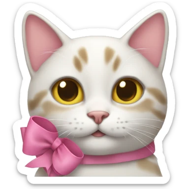 a cat with a pink bow smiling sticker
