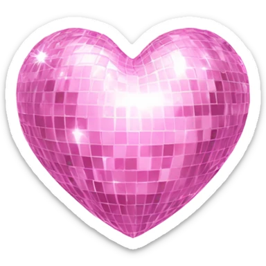 Baby pink disco ball heart that sparkles  sticker