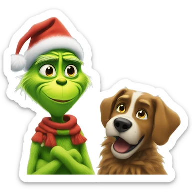 Grinch in the snow with max sticker