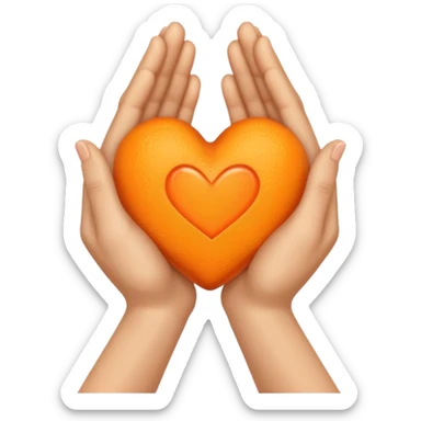 Pray hands + orange heart sticker